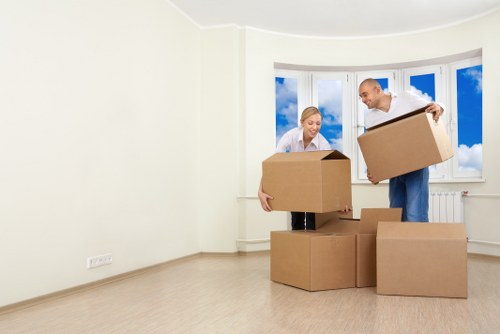 Set-up of office furniture and boxes after a commercial move in Finsbury Park