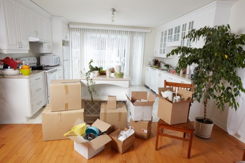 Packing and furniture moving support for a flat removal