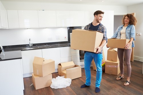 Household items prepared for transport on a Finsbury Park moving day